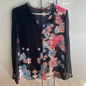 Elie Tahari floral chiffon blouse